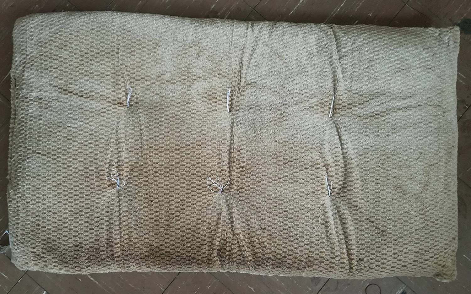 長座布団 起毛 AB格子 60×110cm 中綿たっぷり/ふっくらボリューム/へたりにくい(ベージュ サンゴマイヤー)