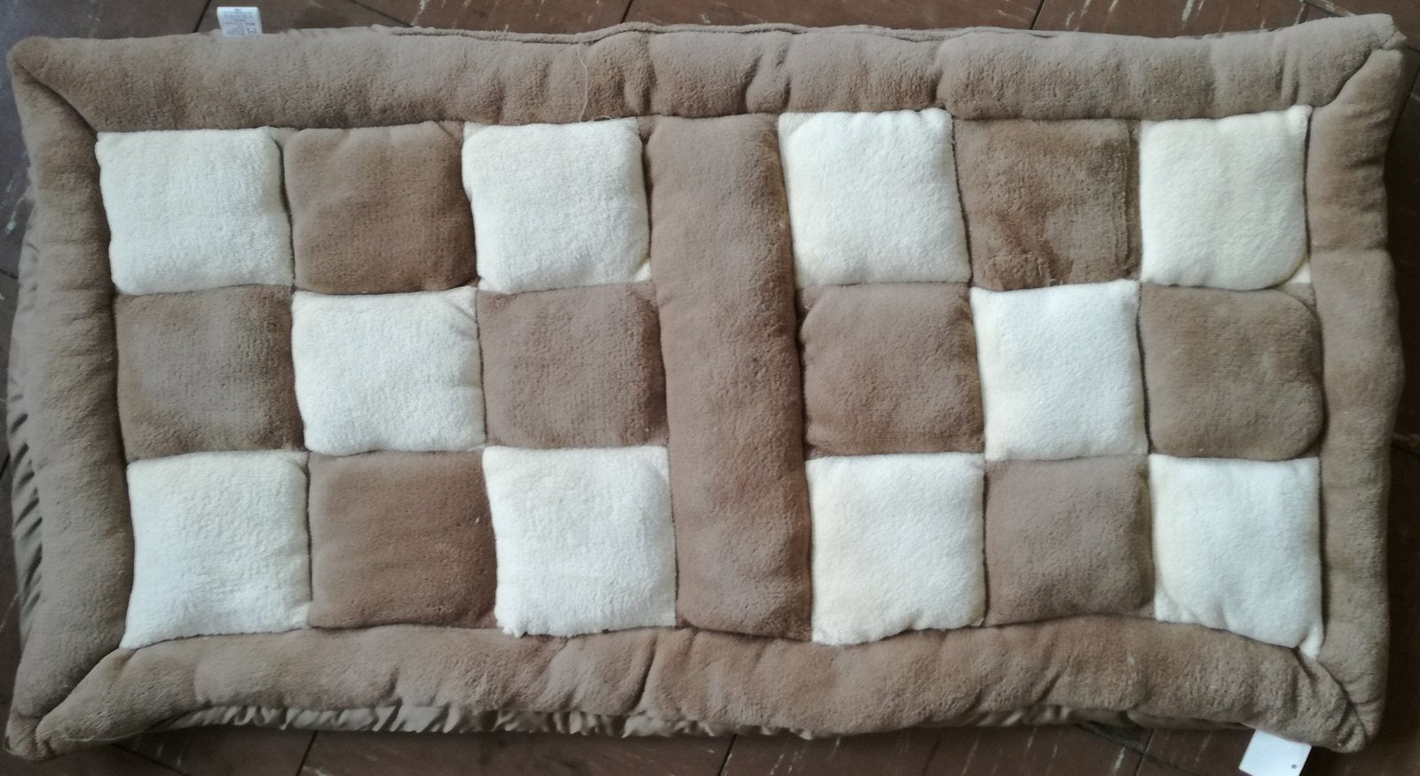 シートクッション ロング 起毛 60×110cm ブロックチェック 9ブロック ベージュ