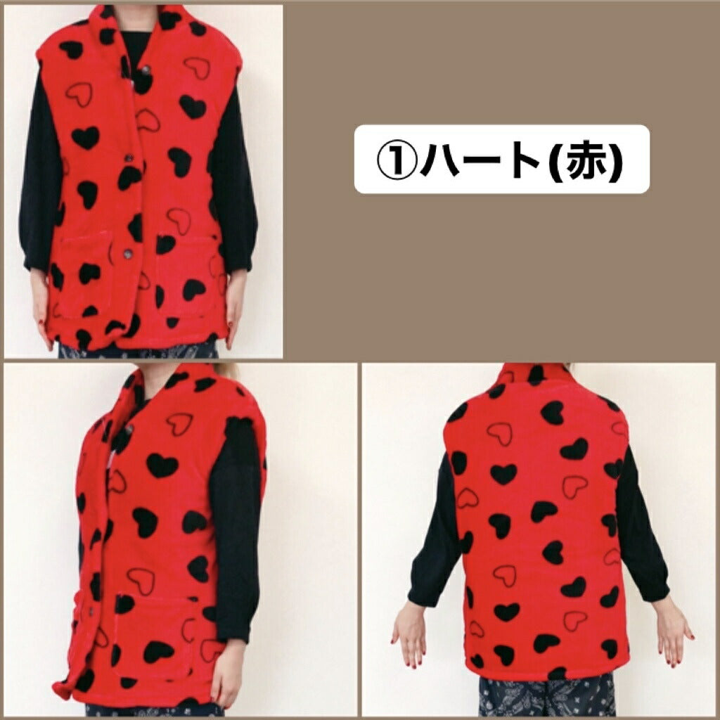 フリースベスト ポンチョ チェック柄/格子柄 部屋着 ルームウェア レディース/フリーサイズ あたたか 防寒 敬老の日