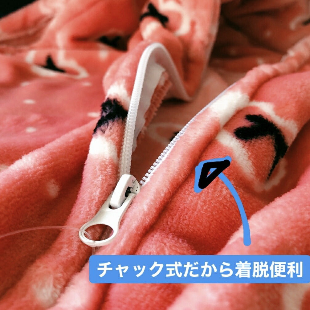 フリースポンチョ レディース袖なしフリーサイズ チャック式 選べる柄