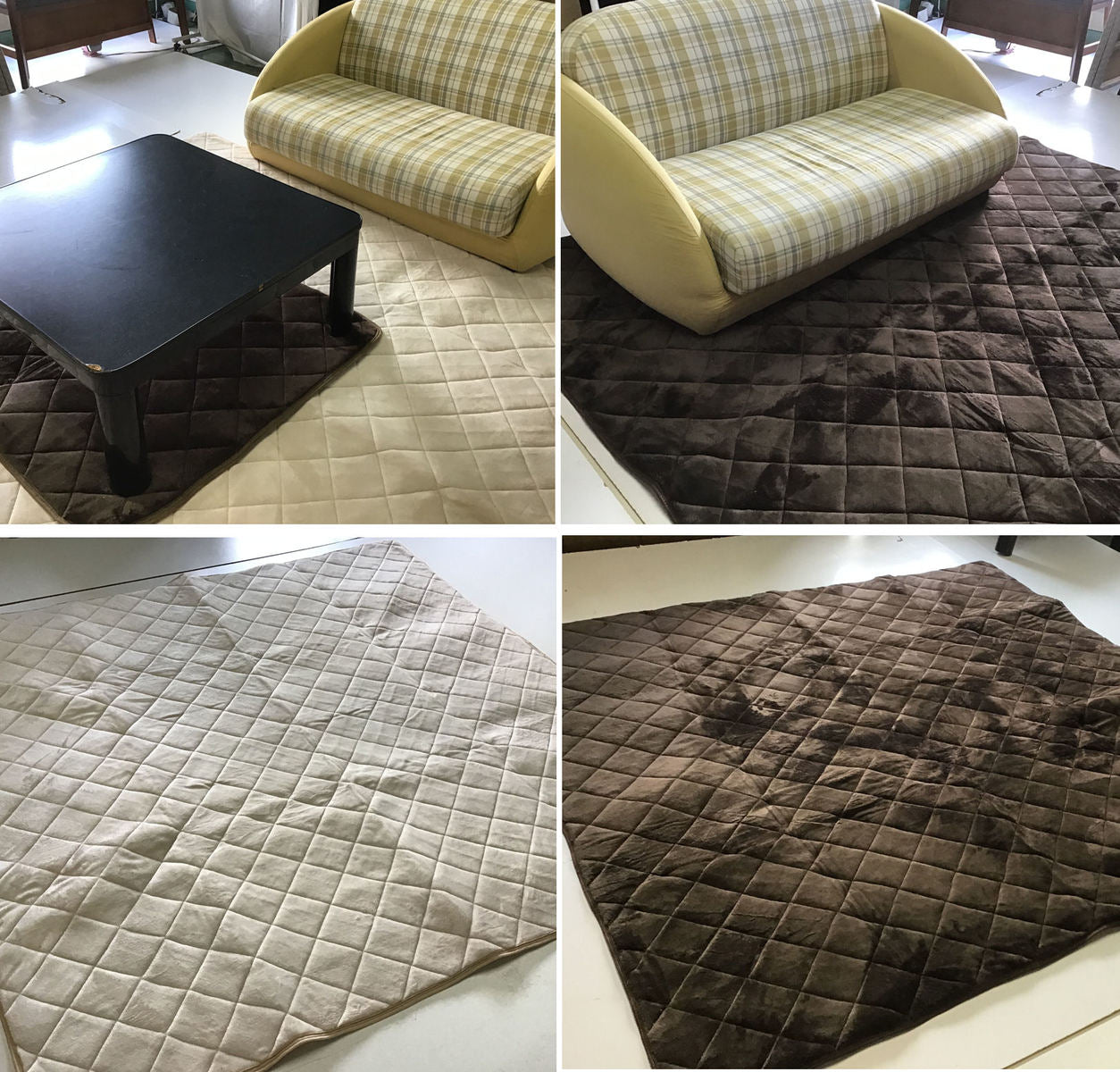 起毛マルチカバー/クロス 190×240cm 長方形 キルティング (ソファー/ベッド/敷きパッド/こたつ布団等のカバーに)【格子柄:赤 ベージュ ブルー グリーン】【無地:ブラウン アイボリー】