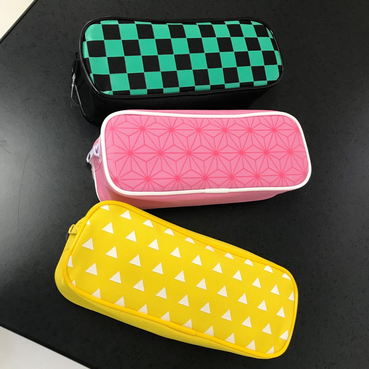 和風ペンポーチ 約W21×D5.5×H9 ポリエステル100% 緑 ピンク 黄色