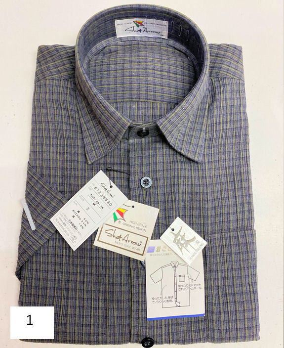 日本製 紳士 半袖 ポロシャツ 夏物 チェック感 メンズ Mサイズ 父の日ギフトにも