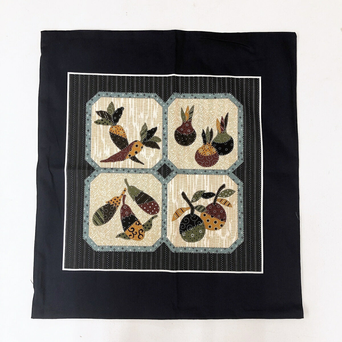 【5枚組】野菜柄日本製綿100%クッション&座布団カバー 55×59cm(レッド/赤)