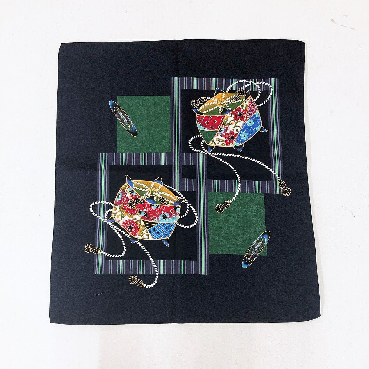 【5枚組】糸車柄日本製綿100%クッション&座布団カバー 55×59cm(レッド/赤)銘仙判