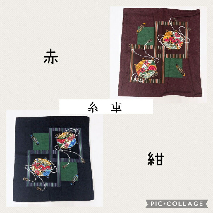 【5枚組】糸車柄日本製綿100%クッション&座布団カバー 55×59cm(レッド/赤)銘仙判