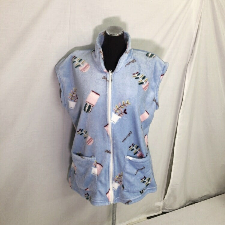 フリースポンチョ レディース袖なしフリーサイズ チャック式 選べる柄