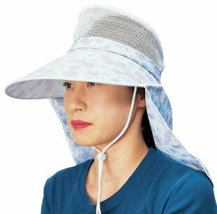 ガーデニング帽子 農園フード メッシュ バイザー スカーフ付き 花柄 日除けに