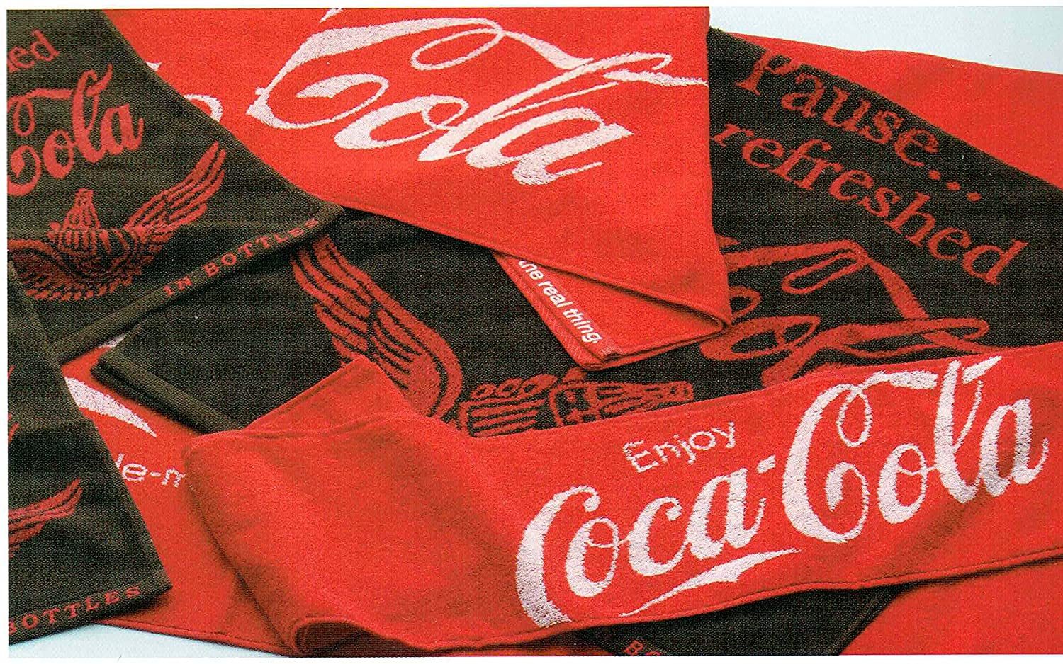 コカ・コーラ タオルマフラー ブラック ウィング 100%コットン 20×110cm