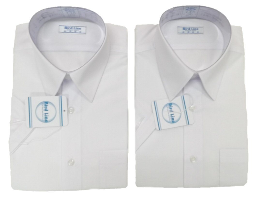 男子スクールシャツ 半袖（白） B体 2枚組 150-180cmゆったりサイズ 形態安定 防汚加工
