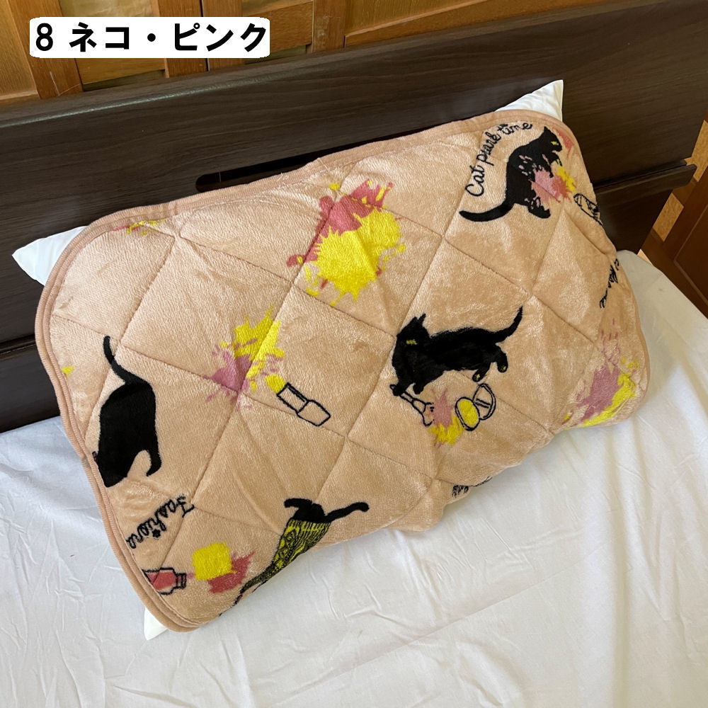 枕パッド 冬用 43×63cm ボタニカル柄（ブラウン） 起毛マイクロファイバー