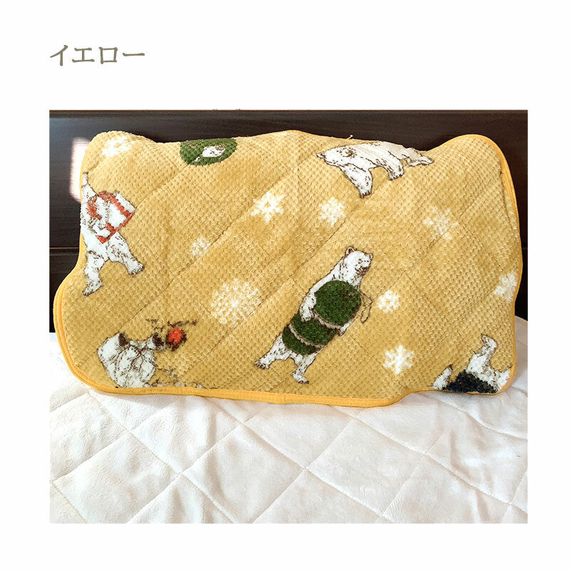 冬用枕パッド 北欧シロクマ柄 43×63cm あったか可愛い 丸洗いOK