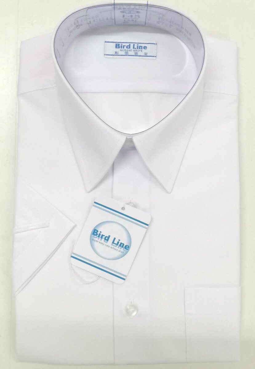 男子スクールシャツ 半袖（白） B体 透け防止 形状安定 防汚加工
