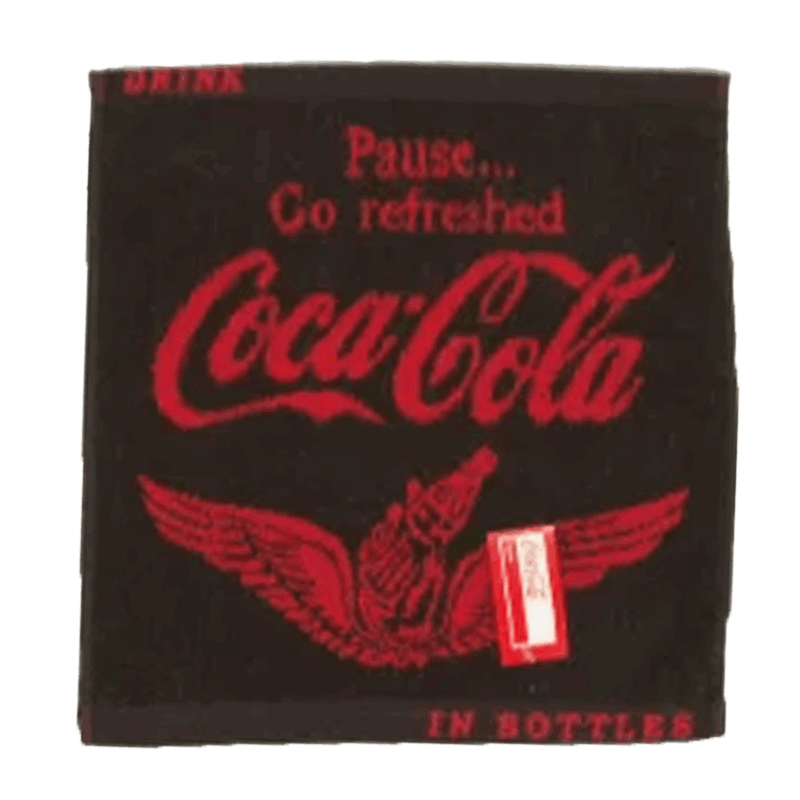 コカ コーラ グッズ ハンドタオル ジャガード織り ブラック 羽 100%コットン